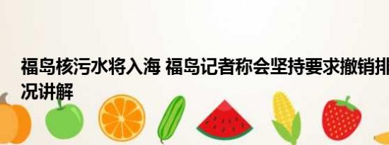 福岛核污水将入海 福岛记者称会坚持要求撤销排海 基本情况讲解