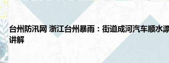 台州防汛网 浙江台州暴雨：街道成河汽车顺水漂 基本情况讲解