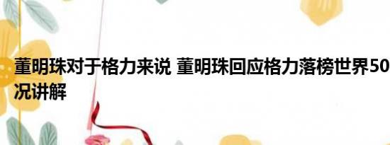 董明珠对于格力来说 董明珠回应格力落榜世界500强 基本情况讲解