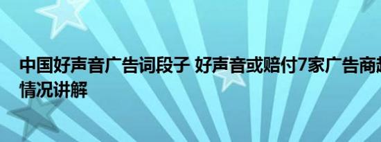 中国好声音广告词段子 好声音或赔付7家广告商超5亿 基本情况讲解