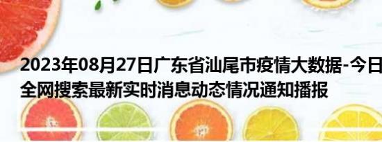 2023年08月27日广东省汕尾市疫情大数据-今日/今天疫情全网搜索最新实时消息动态情况通知播报