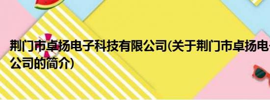 荆门市卓扬电子科技有限公司(关于荆门市卓扬电子科技有限公司的简介)