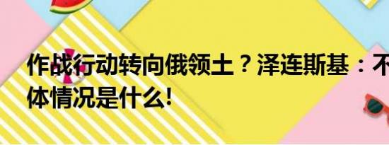 作战行动转向俄领土？泽连斯基：不合适 具体情况是什么!