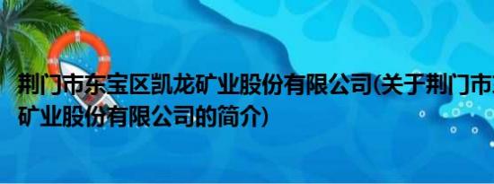 荆门市东宝区凯龙矿业股份有限公司(关于荆门市东宝区凯龙矿业股份有限公司的简介)