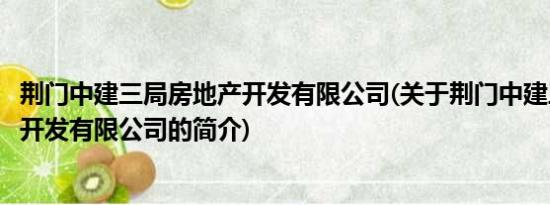 荆门中建三局房地产开发有限公司(关于荆门中建三局房地产开发有限公司的简介)