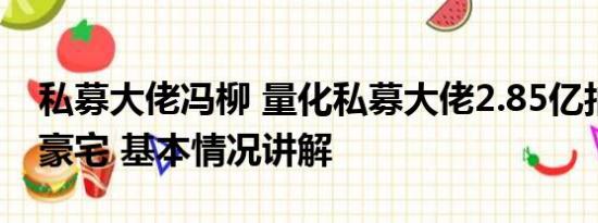 私募大佬冯柳 量化私募大佬2.85亿拍得上海豪宅 基本情况讲解