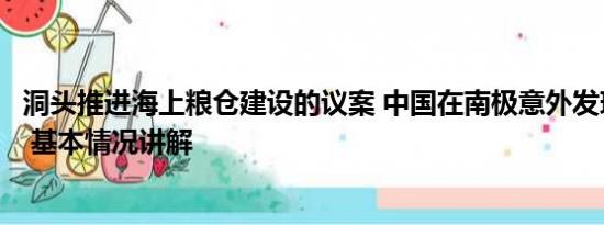 洞头推进海上粮仓建设的议案 中国在南极意外发现海上粮仓 基本情况讲解