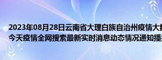 2023年08月28日云南省大理白族自治州疫情大数据-今日/今天疫情全网搜索最新实时消息动态情况通知播报