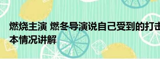 燃烧主演 燃冬导演说自己受到的打击很大 基本情况讲解