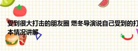 受到很大打击的朋友圈 燃冬导演说自己受到的打击很大 基本情况讲解