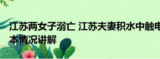 江苏两女子溺亡 江苏夫妻积水中触电身亡 基本情况讲解