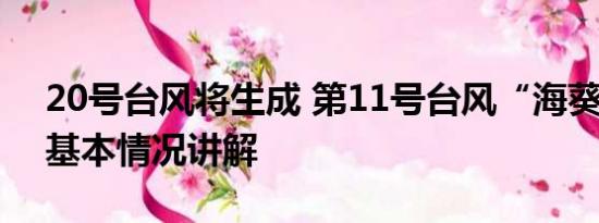 20号台风将生成 第11号台风“海葵”生成 基本情况讲解