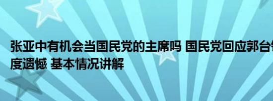 张亚中有机会当国民党的主席吗 国民党回应郭台铭参选：极度遗憾 基本情况讲解