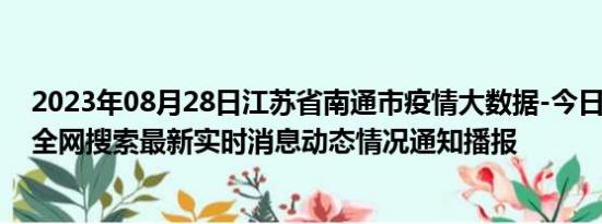 2023年08月28日江苏省南通市疫情大数据-今日/今天疫情全网搜索最新实时消息动态情况通知播报