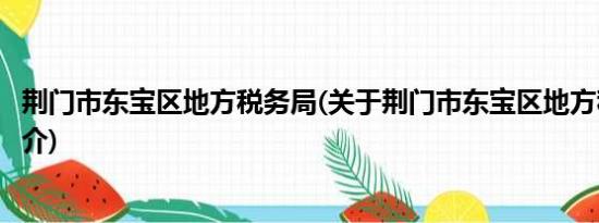 荆门市东宝区地方税务局(关于荆门市东宝区地方税务局的简介)