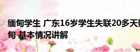 缅甸学生 广东16岁学生失联20多天疑被困缅甸 基本情况讲解