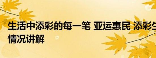 生活中添彩的每一笔 亚运惠民 添彩生活 基本情况讲解