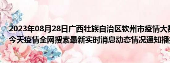 2023年08月28日广西壮族自治区钦州市疫情大数据-今日/今天疫情全网搜索最新实时消息动态情况通知播报