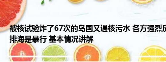 被核试验炸了67次的岛国又遇核污水 各方强烈反对：核污排海是暴行 基本情况讲解