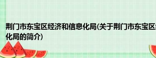 荆门市东宝区经济和信息化局(关于荆门市东宝区经济和信息化局的简介)