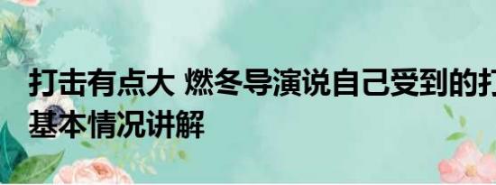 打击有点大 燃冬导演说自己受到的打击很大 基本情况讲解