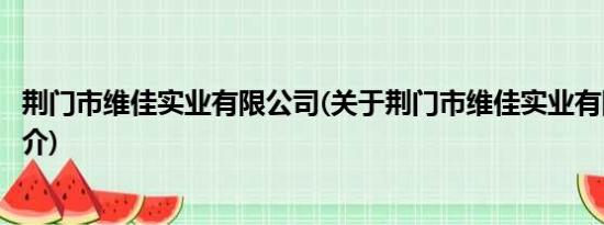 荆门市维佳实业有限公司(关于荆门市维佳实业有限公司的简介)