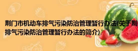 荆门市机动车排气污染防治管理暂行办法(关于荆门市机动车排气污染防治管理暂行办法的简介)