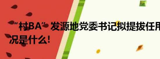 “村BA”发源地党委书记拟提拔任用 具体情况是什么!