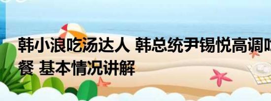 韩小浪吃汤达人 韩总统尹锡悦高调吃海鲜午餐 基本情况讲解