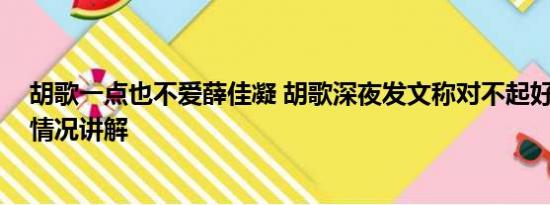 胡歌一点也不爱薛佳凝 胡歌深夜发文称对不起好多人 基本情况讲解