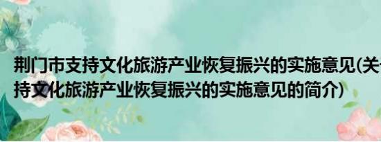 荆门市支持文化旅游产业恢复振兴的实施意见(关于荆门市支持文化旅游产业恢复振兴的实施意见的简介)