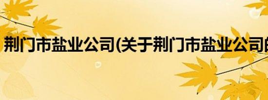 荆门市盐业公司(关于荆门市盐业公司的简介)