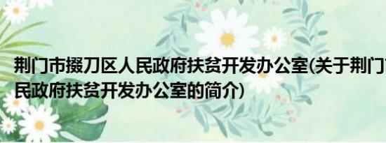 荆门市掇刀区人民政府扶贫开发办公室(关于荆门市掇刀区人民政府扶贫开发办公室的简介)