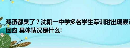 鸡蛋都臭了？沈阳一中学多名学生军训时出现腹泻发热各方回应 具体情况是什么!