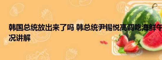 韩国总统放出来了吗 韩总统尹锡悦高调吃海鲜午餐 基本情况讲解