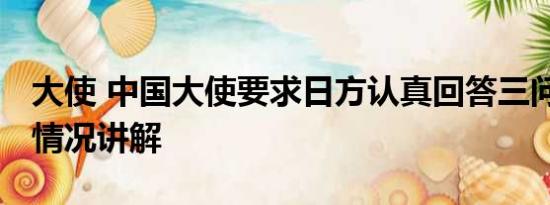 大使 中国大使要求日方认真回答三问题 基本情况讲解