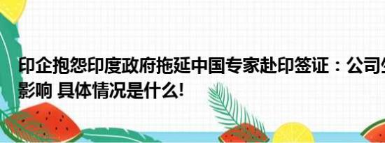 印企抱怨印度政府拖延中国专家赴印签证：公司生产将受到影响 具体情况是什么!