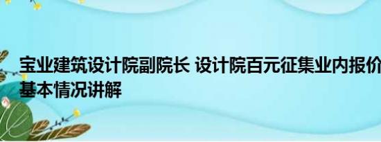 宝业建筑设计院副院长 设计院百元征集业内报价11万方案 基本情况讲解