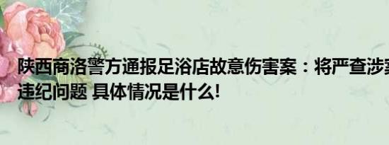 陕西商洛警方通报足浴店故意伤害案：将严查涉案民警违法违纪问题 具体情况是什么!