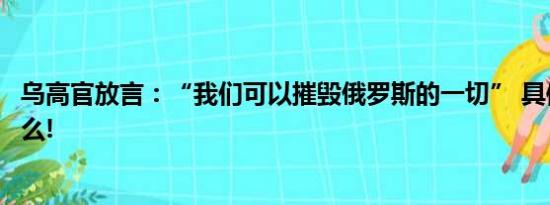 乌高官放言：“我们可以摧毁俄罗斯的一切” 具体情况是什么!