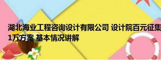 湖北海业工程咨询设计有限公司 设计院百元征集业内报价11万方案 基本情况讲解