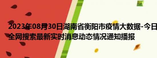 2023年08月30日湖南省衡阳市疫情大数据-今日/今天疫情全网搜索最新实时消息动态情况通知播报