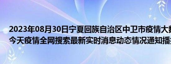 2023年08月30日宁夏回族自治区中卫市疫情大数据-今日/今天疫情全网搜索最新实时消息动态情况通知播报