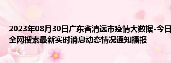 2023年08月30日广东省清远市疫情大数据-今日/今天疫情全网搜索最新实时消息动态情况通知播报