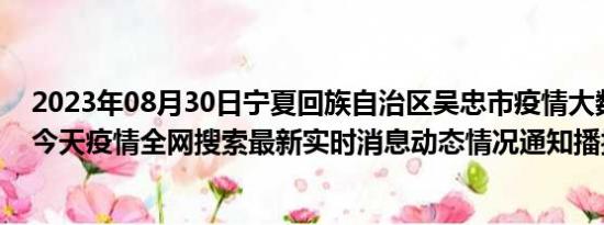 2023年08月30日宁夏回族自治区吴忠市疫情大数据-今日/今天疫情全网搜索最新实时消息动态情况通知播报