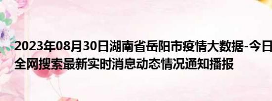 2023年08月30日湖南省岳阳市疫情大数据-今日/今天疫情全网搜索最新实时消息动态情况通知播报