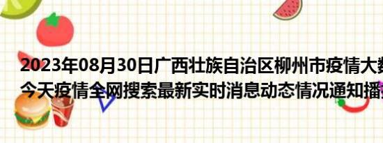 2023年08月30日广西壮族自治区柳州市疫情大数据-今日/今天疫情全网搜索最新实时消息动态情况通知播报