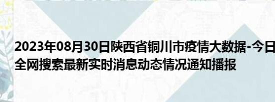 2023年08月30日陕西省铜川市疫情大数据-今日/今天疫情全网搜索最新实时消息动态情况通知播报