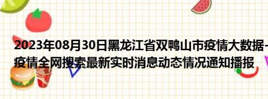 2023年08月30日黑龙江省双鸭山市疫情大数据-今日/今天疫情全网搜索最新实时消息动态情况通知播报