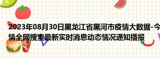 2023年08月30日黑龙江省黑河市疫情大数据-今日/今天疫情全网搜索最新实时消息动态情况通知播报